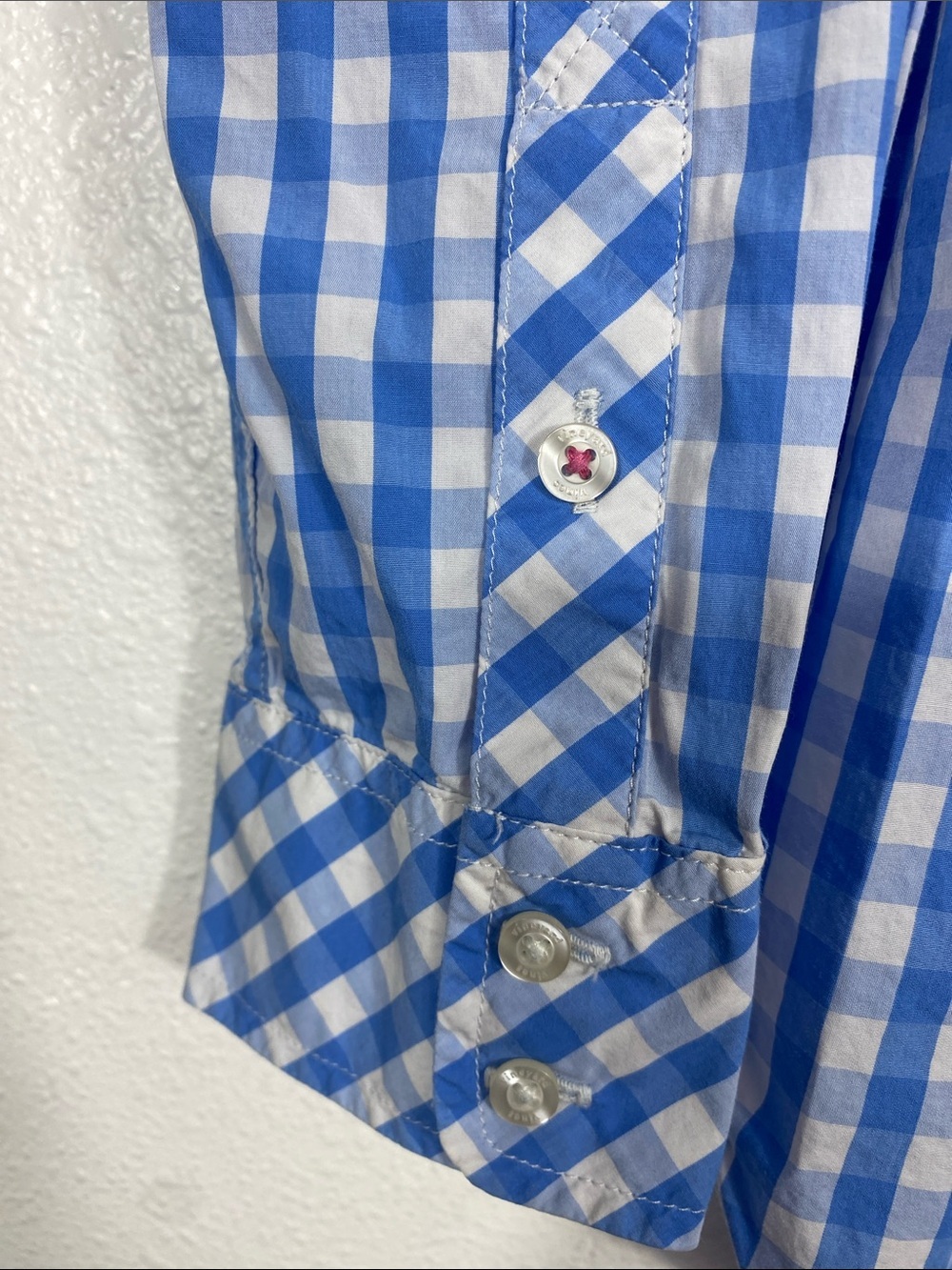 Vineyard Vines Blue and White Gingham Button-Down Shirt Size 8 100% Cotton - Picture 7 of 16